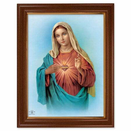 Immaculate Heart of Mary Walnut Finish Framed Art