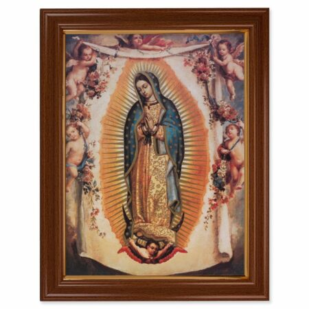 Our Lady of Guadalupe with Angels Walnut Finish Framed Art