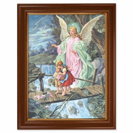 Guardian Angel Walnut Finish Framed Art