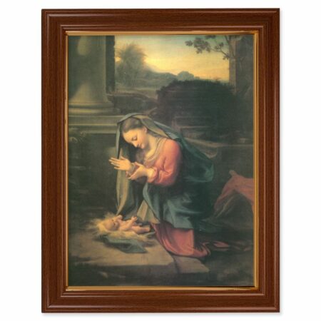 Our Lady Worshipping the Child Walnut Finish Framed Art