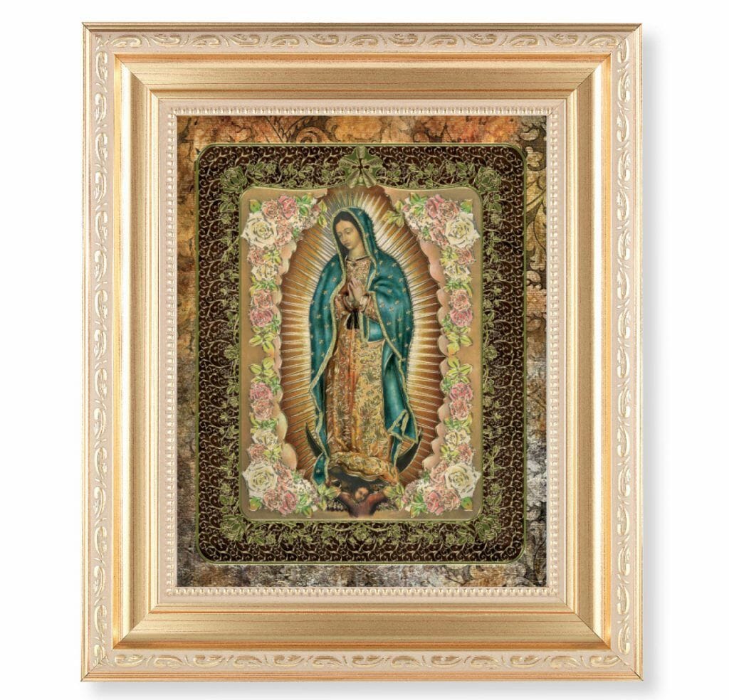 Our Lady of Guadalupe Roses Gold Framed Art - Buy Religious Catholic Store