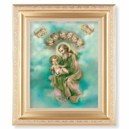 St. Joseph and Child Enthroned Gold Framed Art
