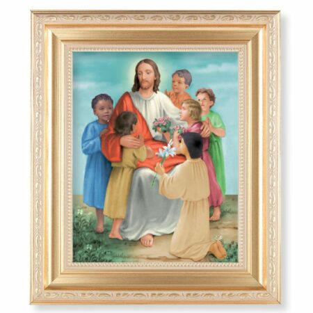 Christ with Children Gold Framed Art