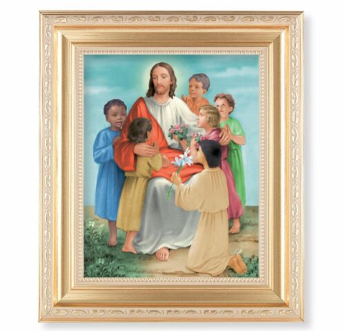 Christ with Children Gold Framed Art