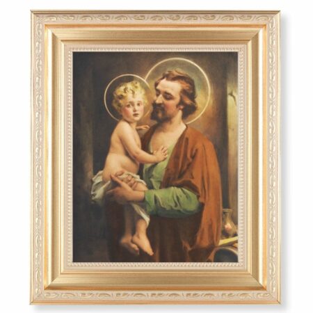 St. Joseph with Jesus Gold Framed Art