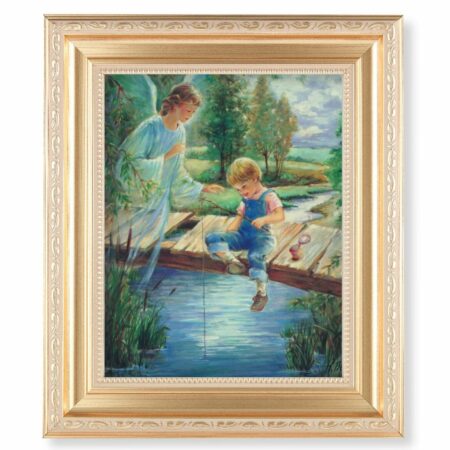 Guardian Angel with Boy Gold Framed Art