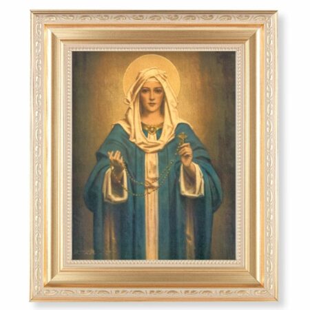 Our Lady of the Rosary Gold Framed Art