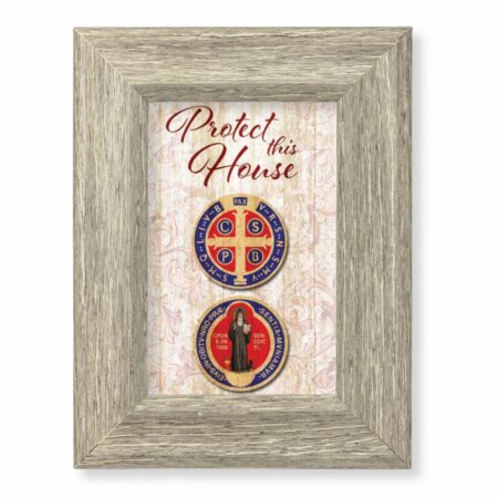 St. Benedict House Blessing Gray Framed Art