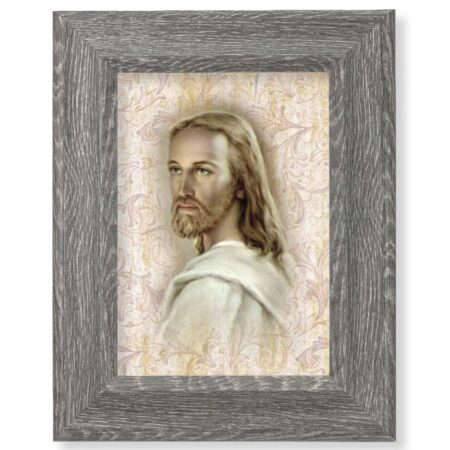 Head of Christ Gray Framed Art