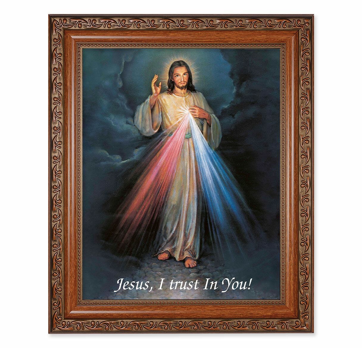 Divine Mercy Mahogany Finished Framed Art - Buy Religious Catholic Store