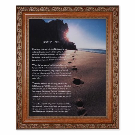 Footprints Mahogany Finished Framed Art