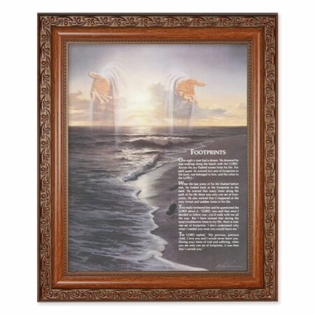 Footprints Mahogany Finished Framed Art