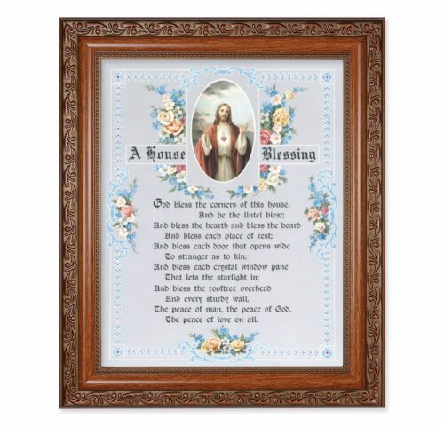 Sacred Heart of Jesus House Blessing Mahogany Finished Framed Art