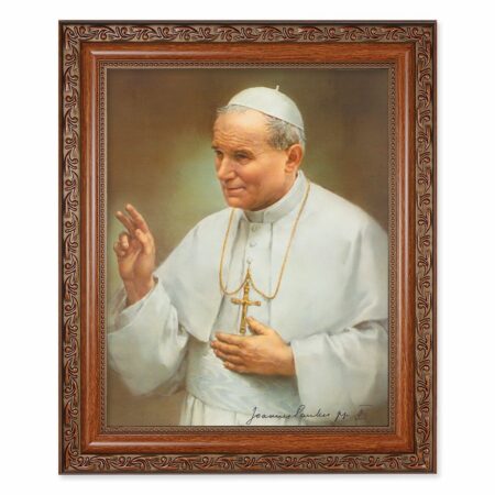 St. Pope John Paul II Mahogany Finished Framed Art