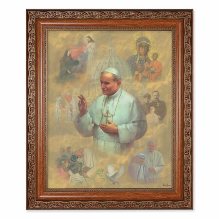 St. Pope John Paul II Mahogany Finished Framed Art