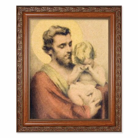 St. Joseph with Crying Jesus Mahogany Finished Framed Art