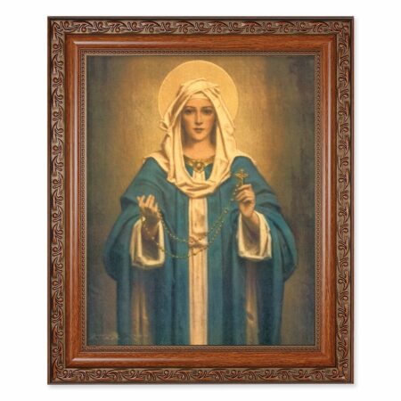 Our Lady of the Rosary Mahogany Finished Framed Art