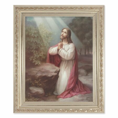 Christ on the Mount of Olives Antique Silver Framed Art