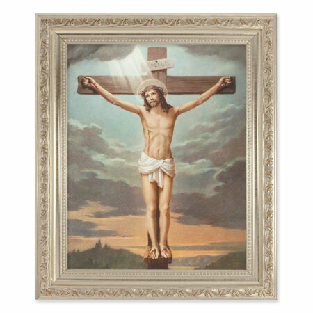 Crucifixion Antique Silver Framed Art