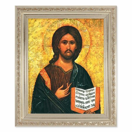 Christ All Knowing Antique Silver Framed Art