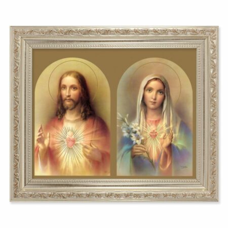 The Sacred Hearts Antique Silver Framed Art