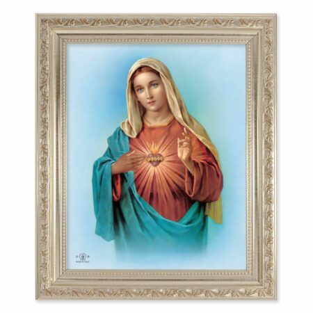 Immaculate Heart of Mary Antique Silver Framed Art
