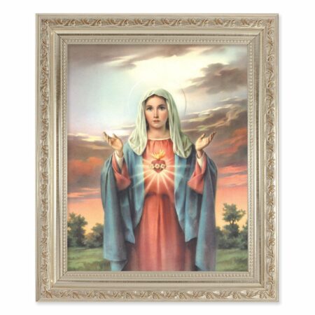 Immaculate Heart of Mary Antique Silver Framed Art