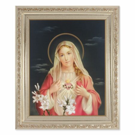 Immaculate Heart of Mary Antique Silver Framed Art