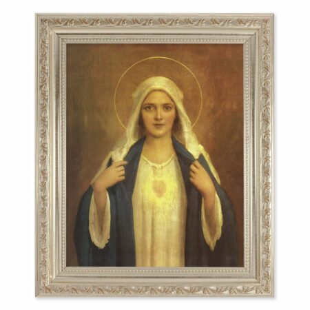 Immaculate Heart of Mary Antique Silver Framed Art