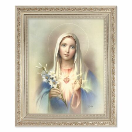 Immaculate Heart of Mary Antique Silver Framed Art
