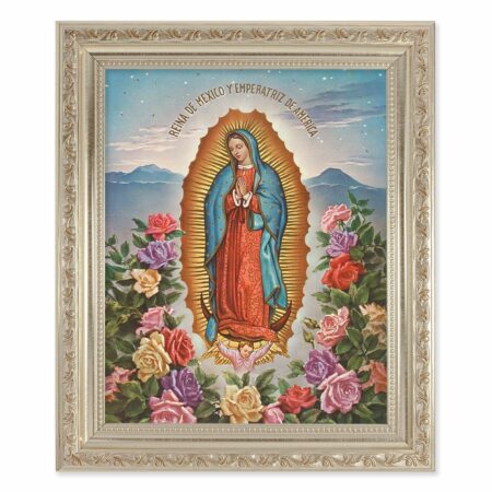 Our Lady of Guadalupe Antique Silver Framed Art