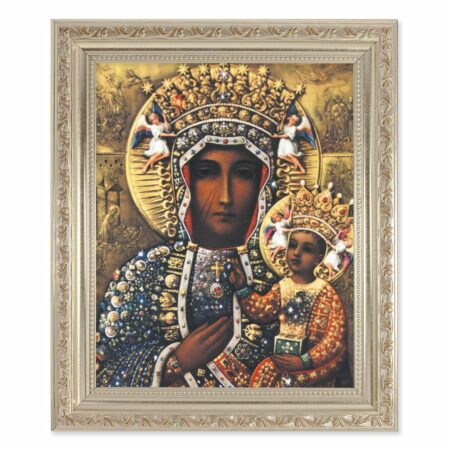 Our Lady of Czestochowa Antique Silver Framed Art