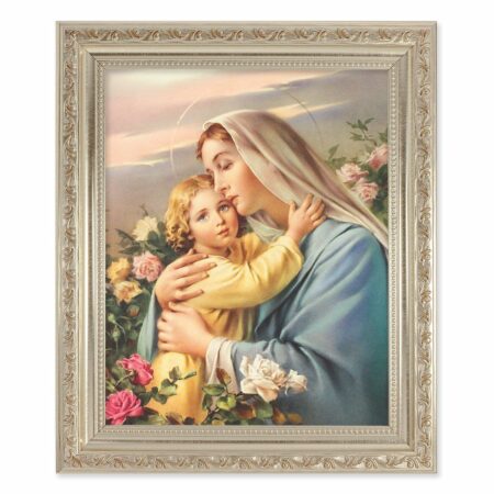 Madonna and Child Antique Silver Framed Art
