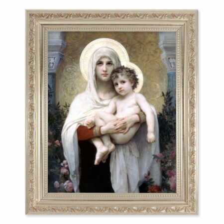 Madonna and Child Antique Silver Framed Art