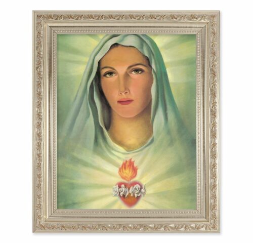 Immaculate Heart of Mary Antique Silver Framed Art