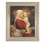 Madonna and Child Antique Silver Framed Art