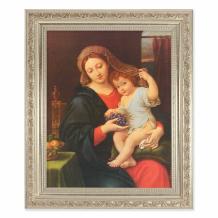Madonna of the Grapes Antique Silver Framed Art