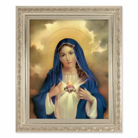 Immaculate Heart of Mary Antique Silver Framed Art