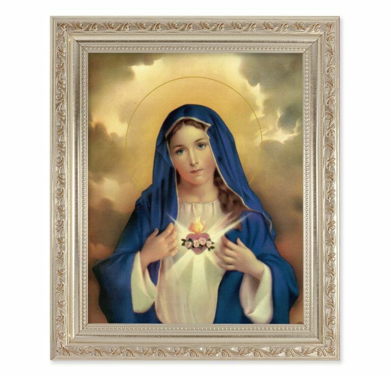 Immaculate Heart Of Mary Antique Silver Framed Art Buy Religious Catholic Store