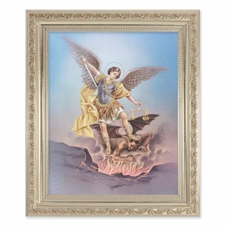 St. Michael Antique Silver Framed Art