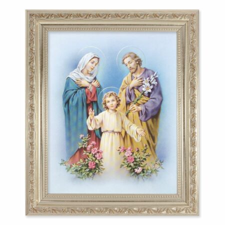 Holy Family Antique Silver Framed Art