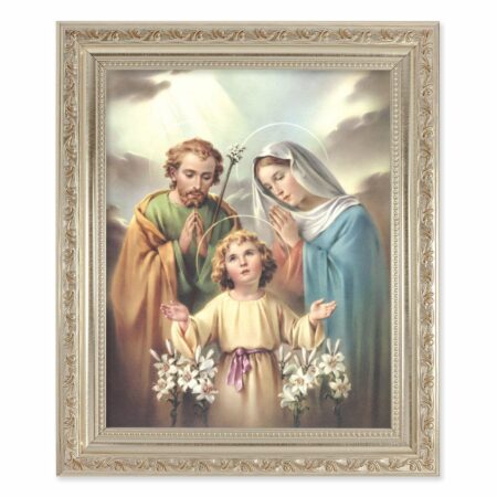 Holy Family Antique Silver Framed Art