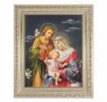 Holy Family Antique Silver Framed Art