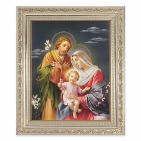 Holy Family Antique Silver Framed Art