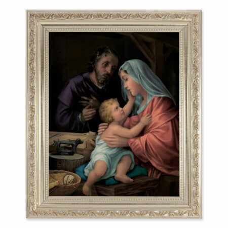 Holy Family Antique Silver Framed Art