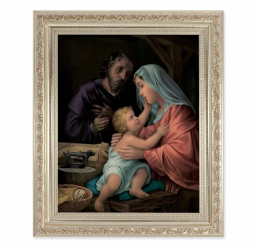 Holy Family Antique Silver Framed Art
