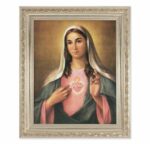 Immaculate Heart of Mary Antique Silver Framed Art