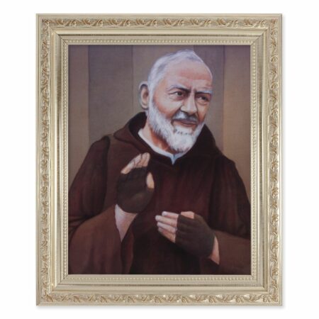 St. Pio Antique Silver Framed Art