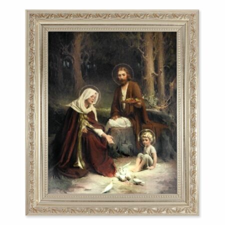 Holy Family Antique Silver Framed Art