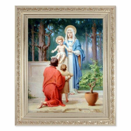The Holy Family with St. John the Baptist Antique Silver Framed Art